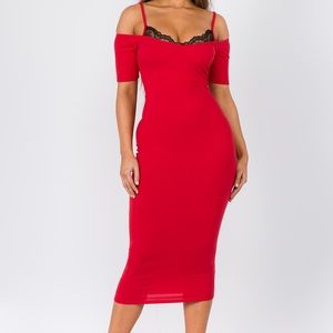 K Too Off The Shoulder Knit Midi Dress